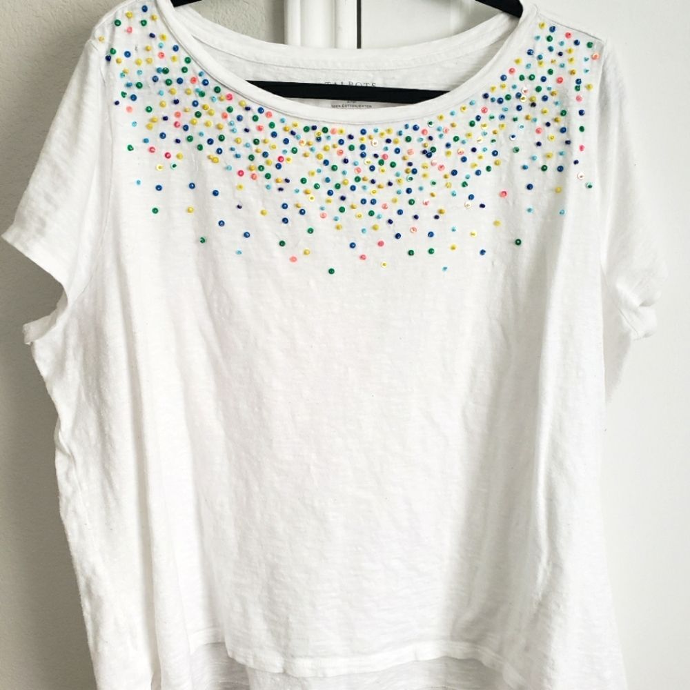 Talbots Multicolor Beaded Blouse